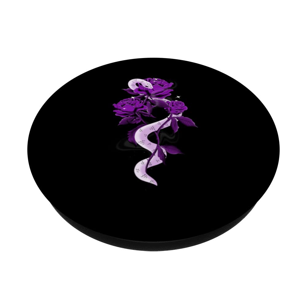 Gothic Snake & Purple Rose Flower PopSockets - Swappable PopGrip for Phone & Tablet - Aesthetic Phone Accessory for Gothic Lovers, Dark Fashion & Alternative Style