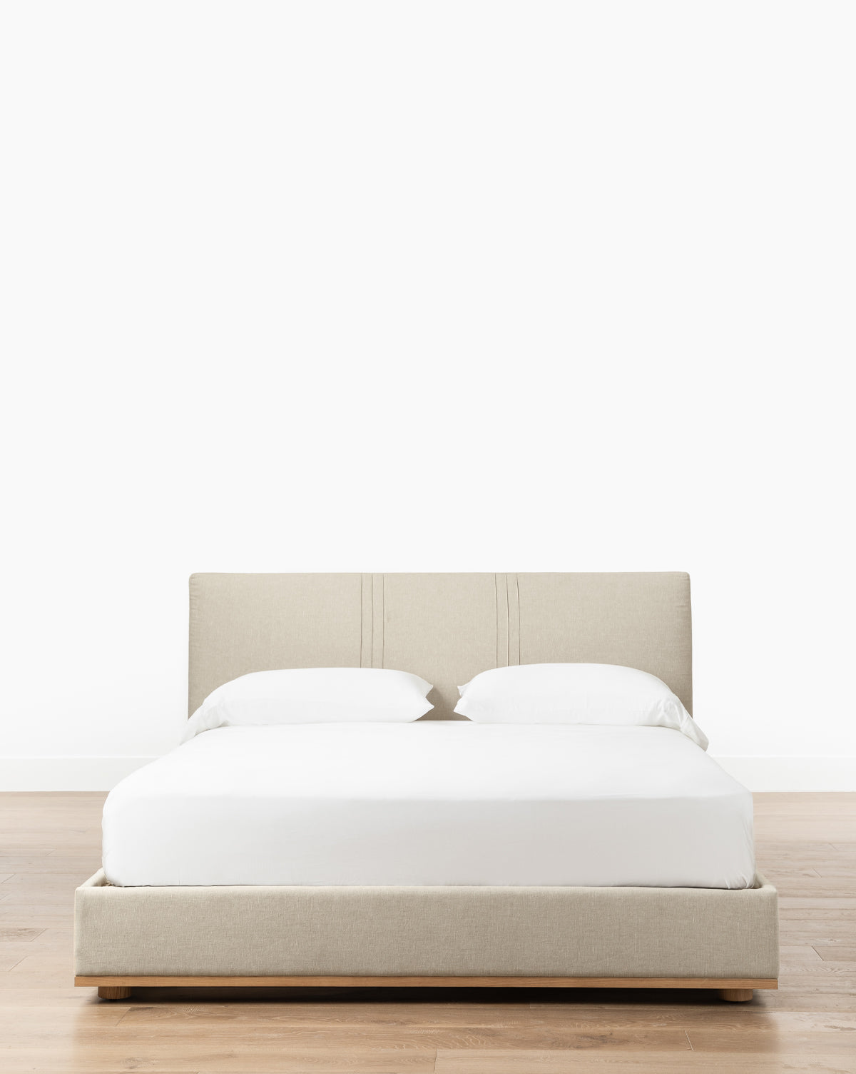 Taylor Pleated Bed - Queen Size Ready to Ship | Modern Upholstered Platform Bed Frame with Storage | Perfect for Small Spaces, Apartments & Guest Rooms