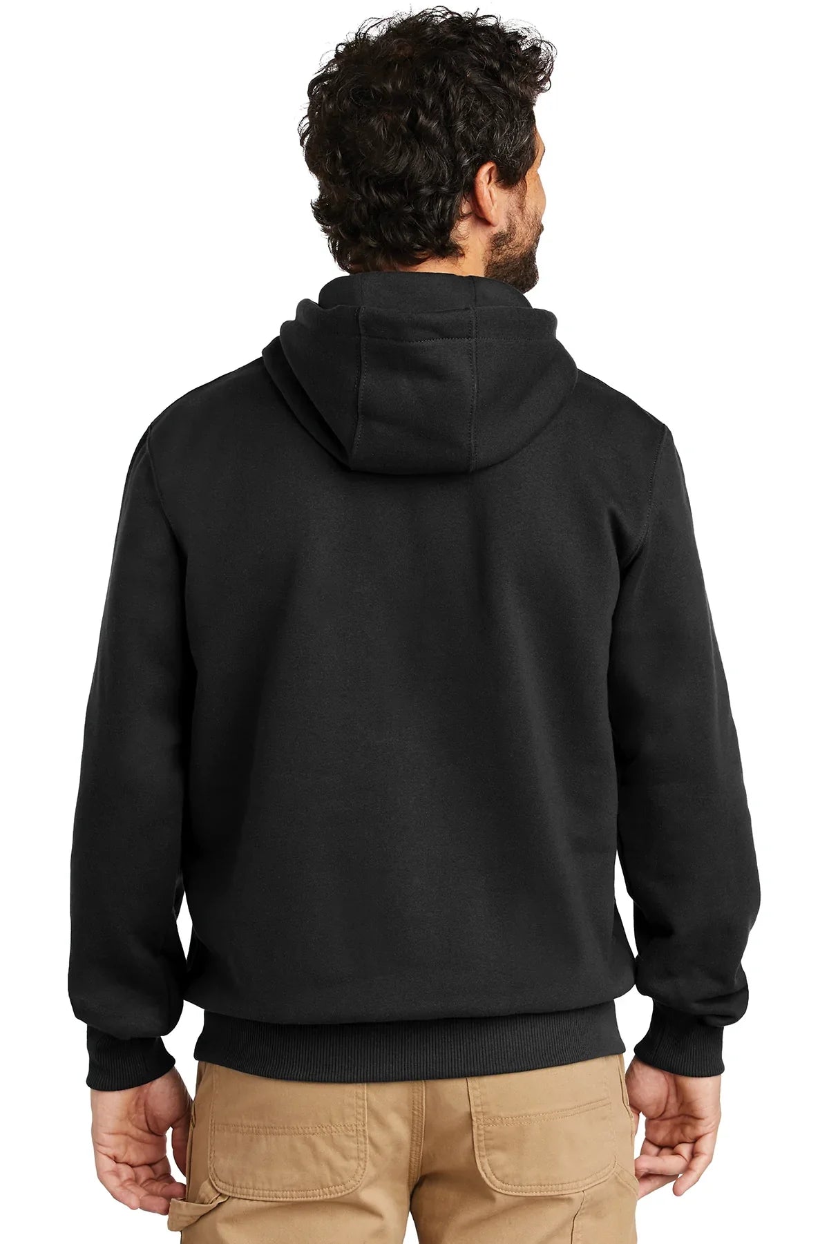 Carhartt Rain Defender Paxton Hoodie for Men & Women - Waterproof Windproof Fleece-Lined Jacket with Hood - Black - Perfect for Outdoor Work, Hiking & Camping
