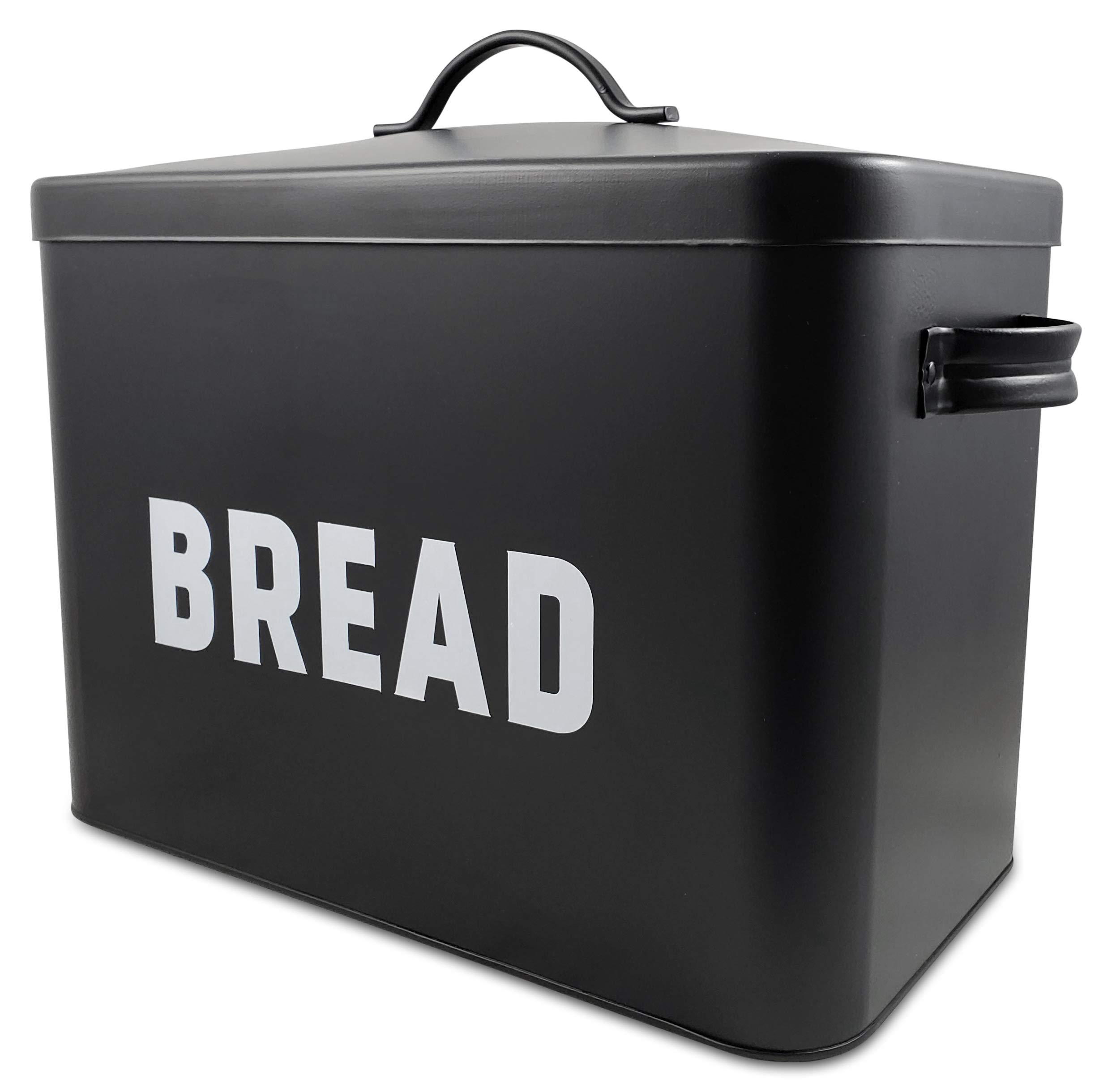 Premium Black Metal Bread Box - Airtight Food Storage Container for Kitchen & Pantry Organization | Perfect for Keeping Bread Fresh, Storing Cookies, Crackers & More