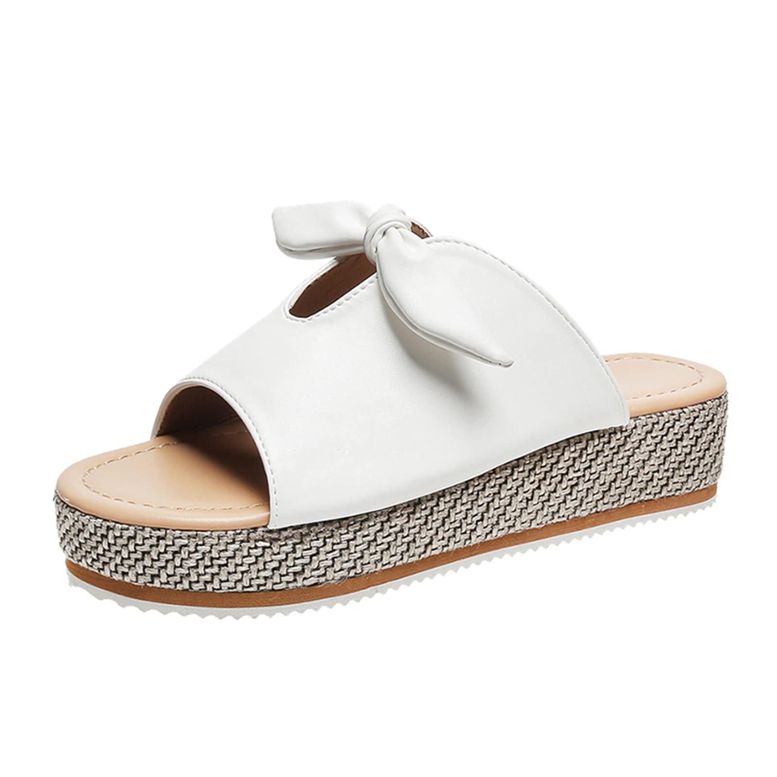 Ankarnis Women's Wedge Platform Sandals - Slip On Summer Heel with Bow Design, Breathable Weave for Beach & Casual Wear - Comfortable Peep Toe Fashion Sandals for Women | Perfect for Vacation, Walking & Outdoor Activities