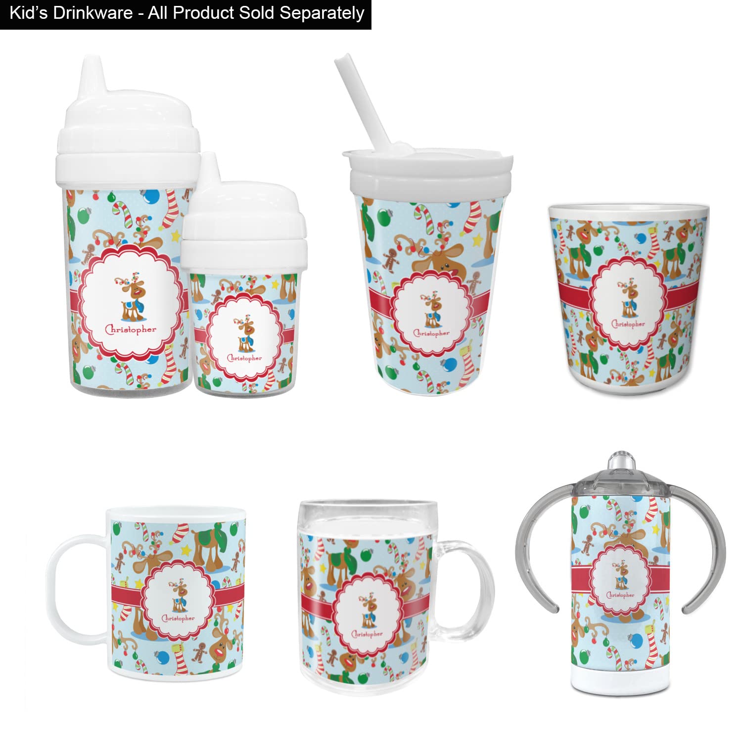 Custom Reindeer Plastic Tumbler 6oz - Personalized Christmas Cup for Holiday Parties, Office Gifts & Festive Drinks