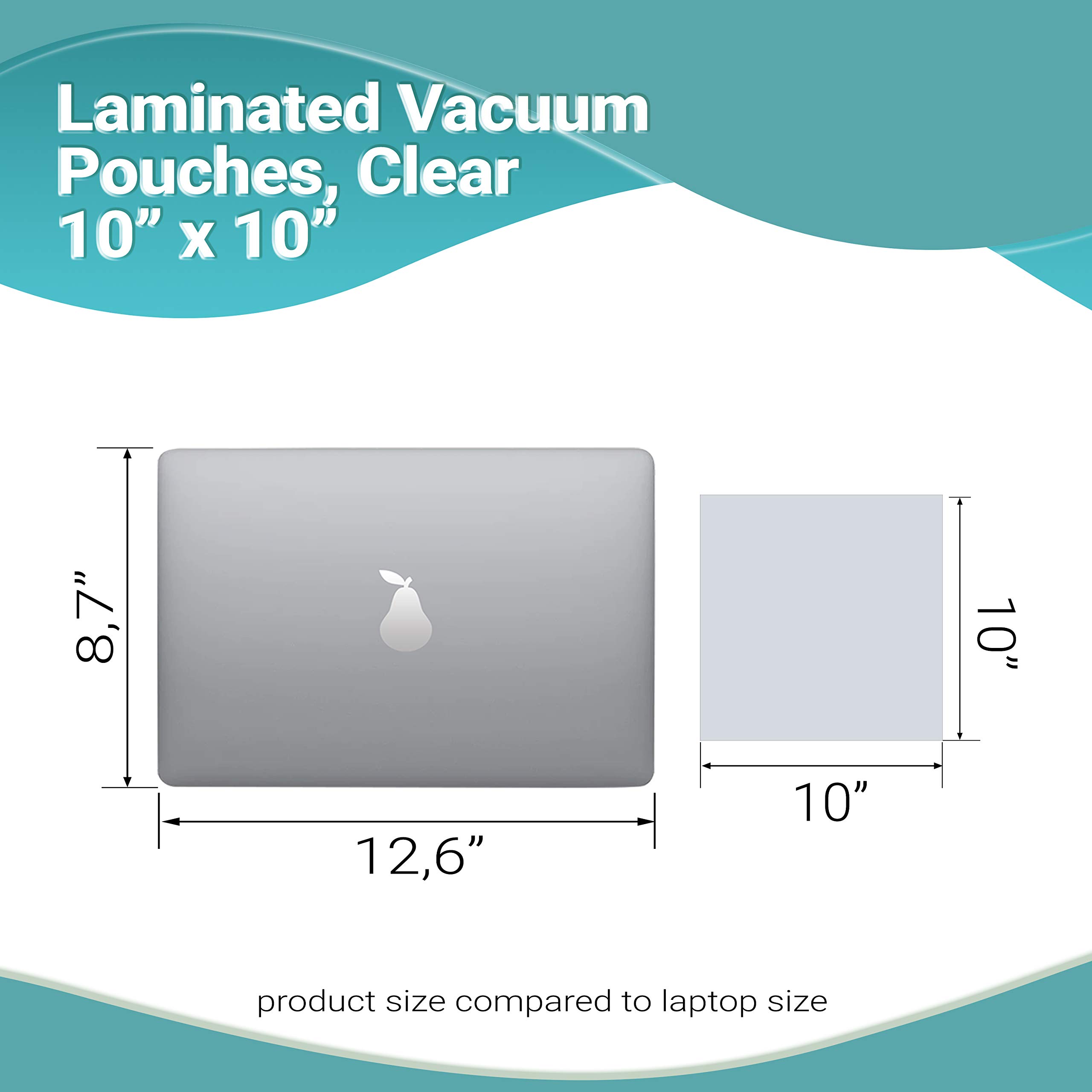 APQ 1000-Pack Co-Extruded Vacuum Pouches 10x10 Inches, 3 Mil Thick Clear Polyethylene Food Storage Bags for Vacuum Sealing - Ideal for Food Preservation, Meal Prep & Commercial Kitchen Use