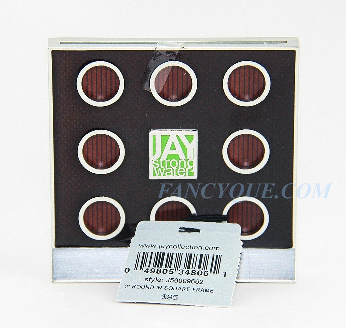 Jay Strongwater Round in Square 2 Inch Picture Frame - Elegant Chocolate Brown Photo Frame for Home Decor, Office Display, and Gift Giving