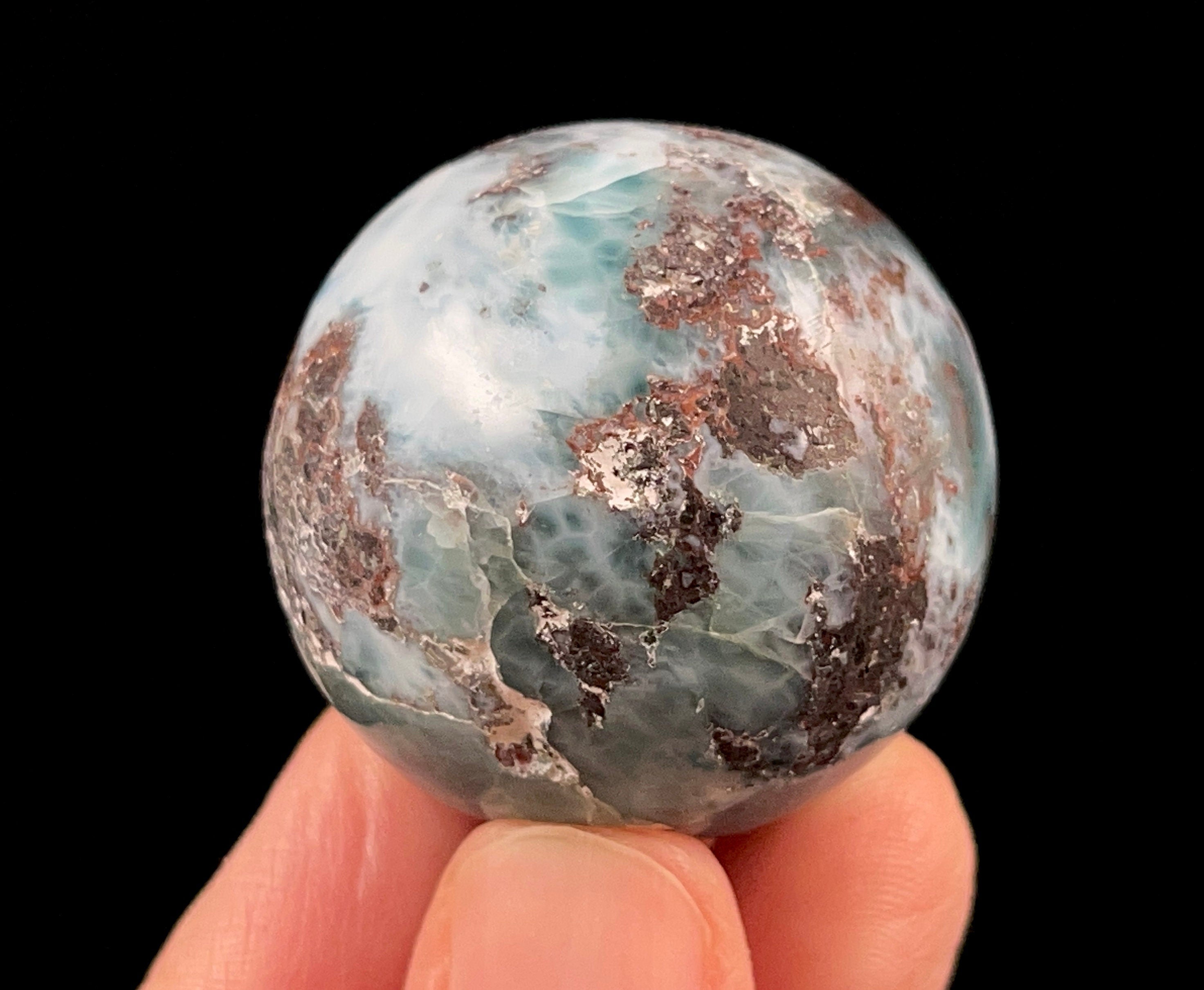 LARIMAR Crystal Sphere - Healing Crystal Ball for Meditation, Feng Shui, Housewarming Gift, Home & Office Decor - Perfect for Spiritual Healing, Energy Cleansing & Positive Vibes