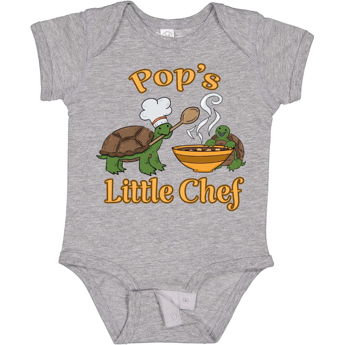 Inktastic Pop's Little Chef with Cute Turtles Baby Bodysuit - Adorable Infant Onesie for Cooking Enthusiasts - Perfect for Family Kitchen Time, Baby Photoshoots & Playdates