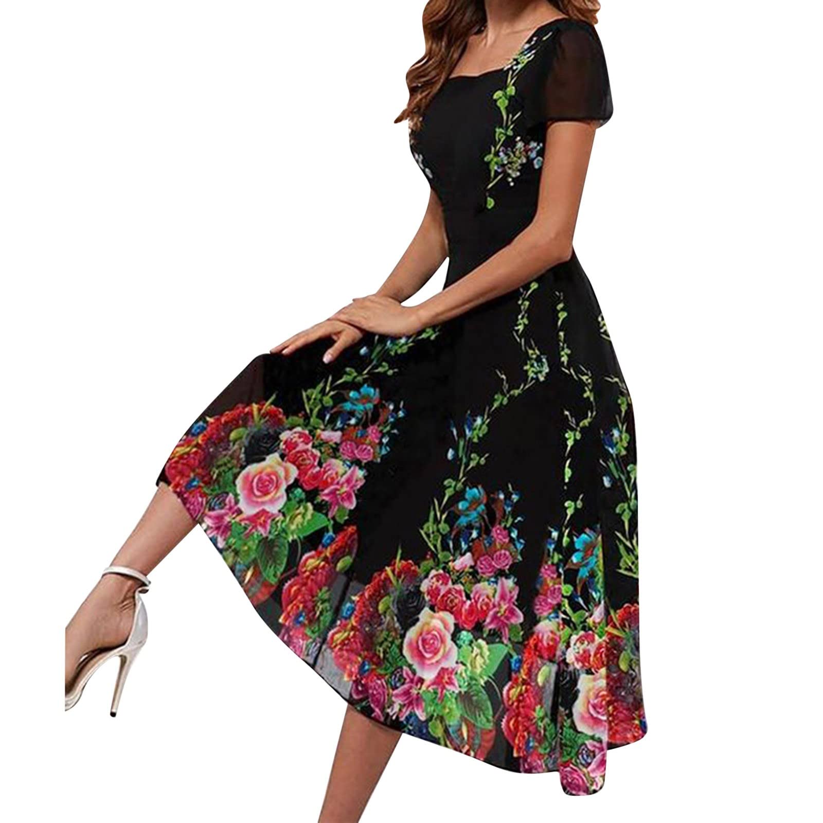 Plus Size Boho Sundress for Women - Floral Maxi Kaftan Beach Dress | Summer Vacation, Pool Party & Tropical Getaway Outfit