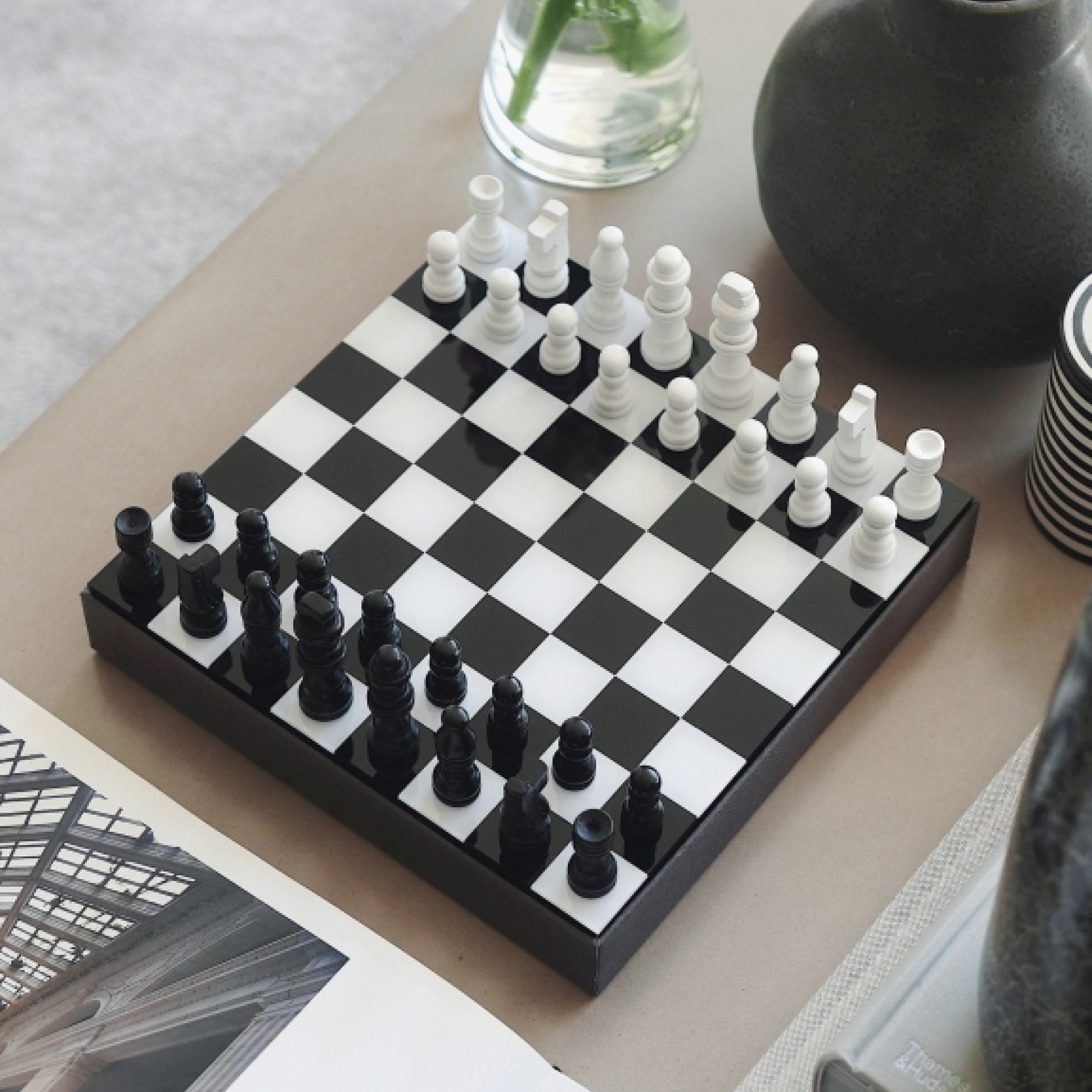 PRINTWORKS Classic Games Art of Chess Set - Premium Black Chess Board for Home, Office & Gifts - Perfect for Strategy Lovers & Chess Enthusiasts