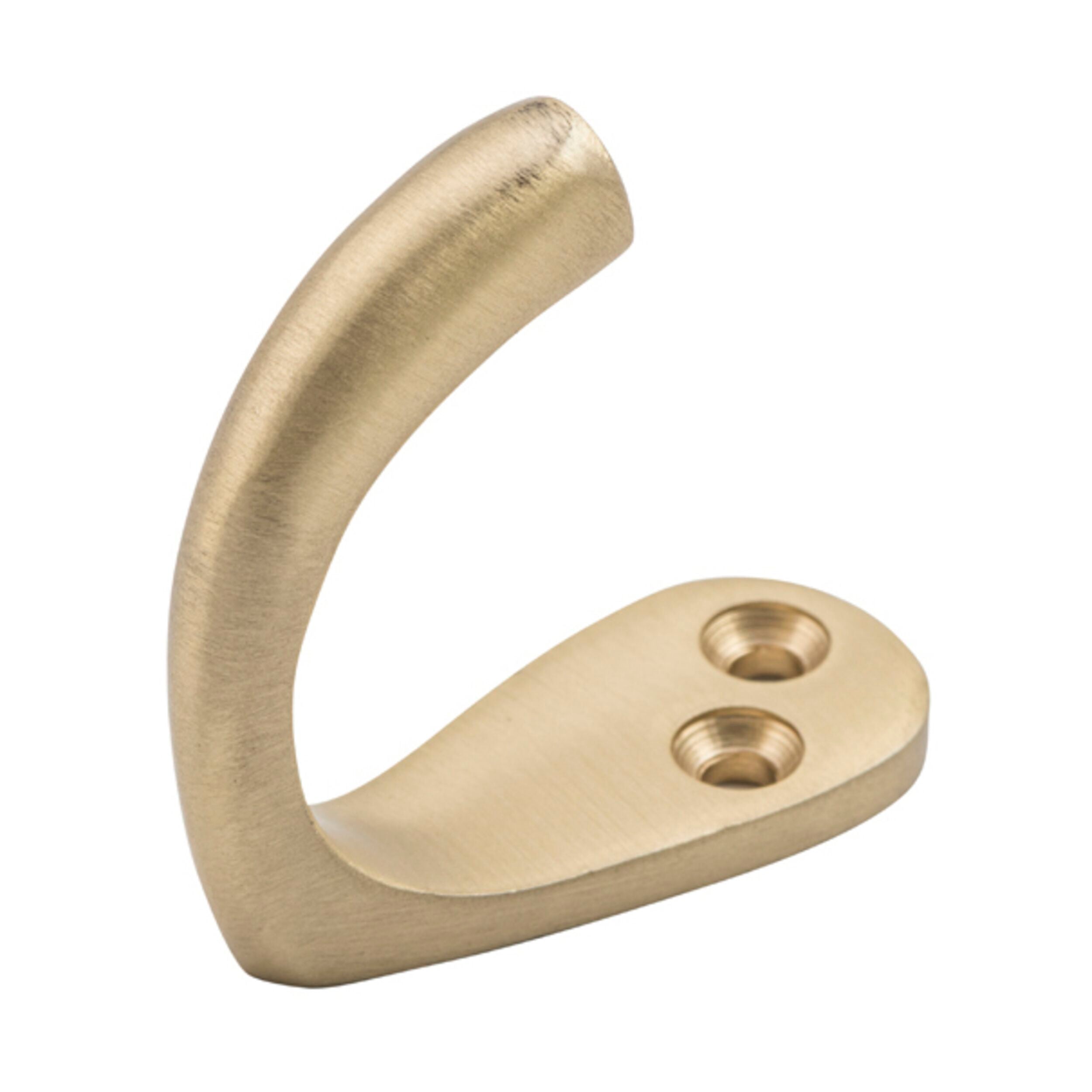 6703 Single Robe Hook - Satin Brass Finish, 45mm Height x 42mm Projection - Perfect for Bathroom, Bedroom, and Spa Decor
