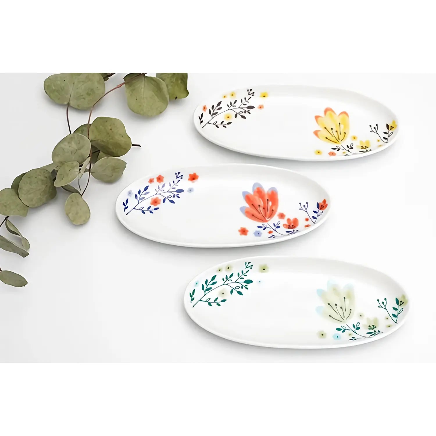 Premium Harekutani Haruhana Porcelain Oval Plate - Elegant Japanese Dinnerware for Fine Dining, Wedding Gifts & Home Decor
