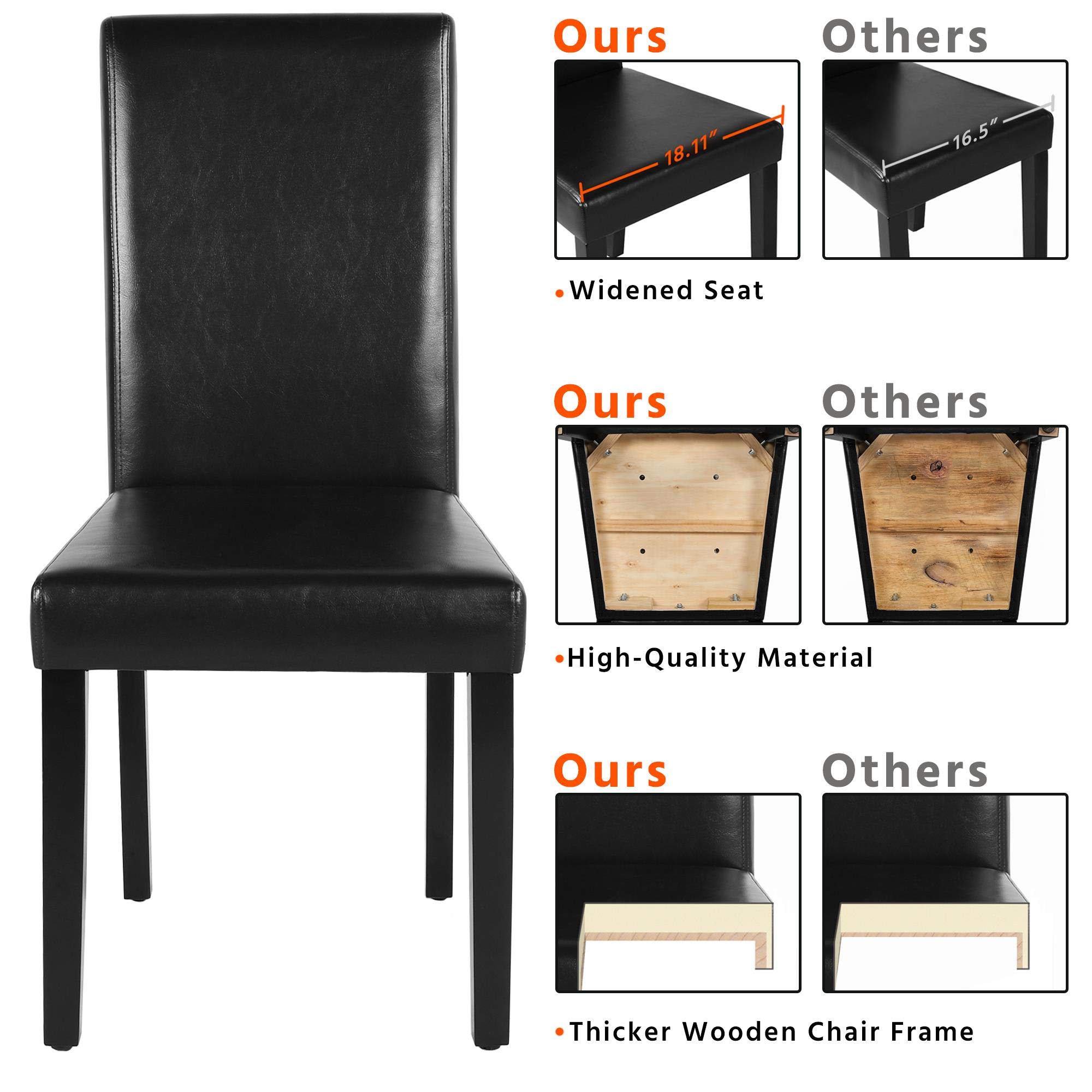 Topeakmart 4-Piece Solid Wood Dining Chairs Set - Black Modern Kitchen & Living Room Chairs for Home, Restaurant, and Office Use