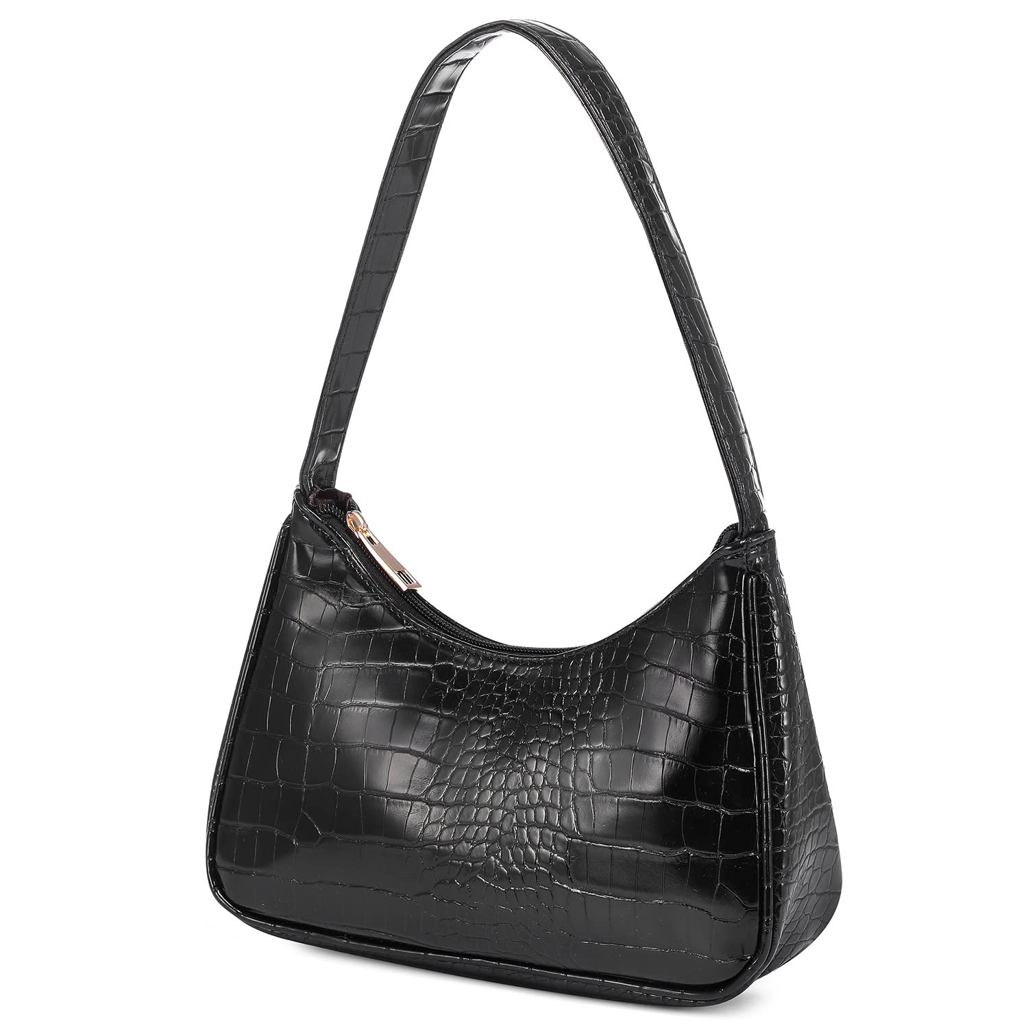 LOVEVOOK Women's Small Shoulder Bag - Crocodile Pattern Vegan Leather Clutch Purse, Cute Mini Handbag for Everyday Use, Date Night & Shopping