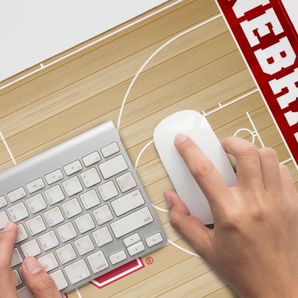 University of Nebraska Cornhuskers Basketball Large Gaming Mouse Pad - Non-Slip Base with Stitched Edges - 31.5