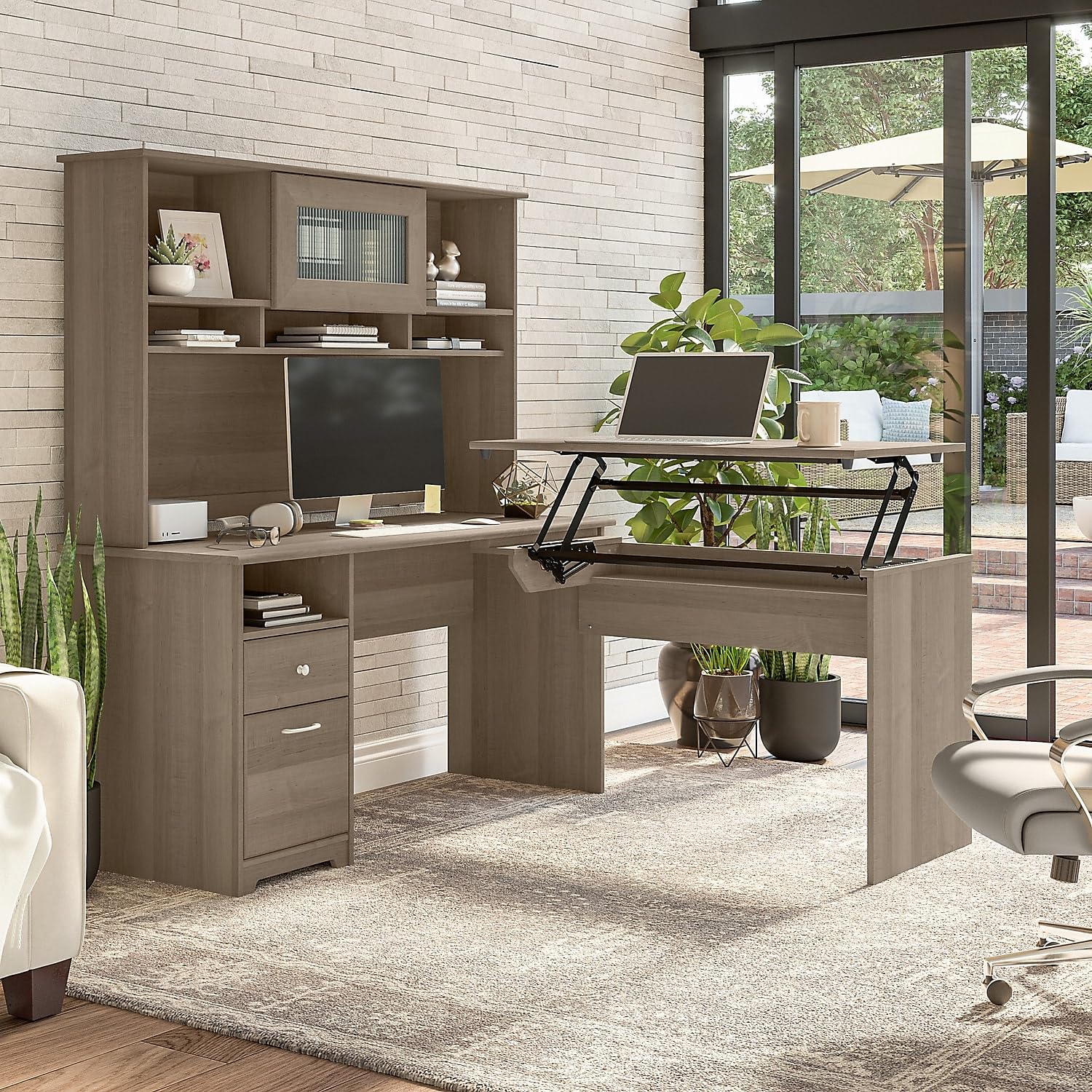 Bush Furniture Cabot 60W Home Office Desk with Storage Drawers & Chrome Hardware - Elegant Computer Workstation for Small Spaces, Remote Work & Study - Ash Gray Finish