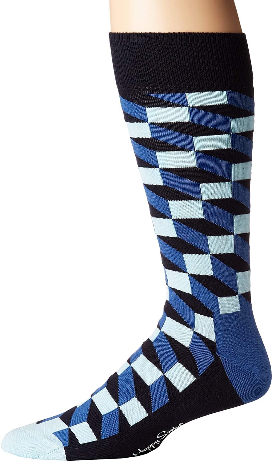 Happy Socks for Men - Colorful Optical Illusion Pattern Crew Socks - Perfect for Casual Wear, Gifts, and Everyday Comfort