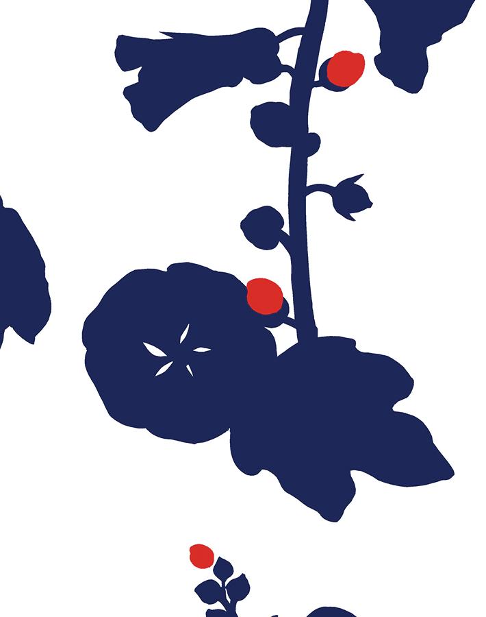 Clare V. 'Hollyhock' Navy Red Wallpaper - Premium Peel & Stick Wallpaper for Living Room, Bedroom, or Nursery Decor