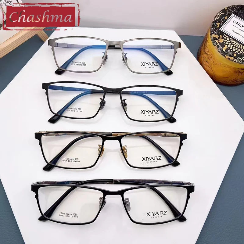 Men's Titanium Full Rim Square Eyeglasses - Lightweight Durable Frame for Work, Reading & Fashion | Model 42057