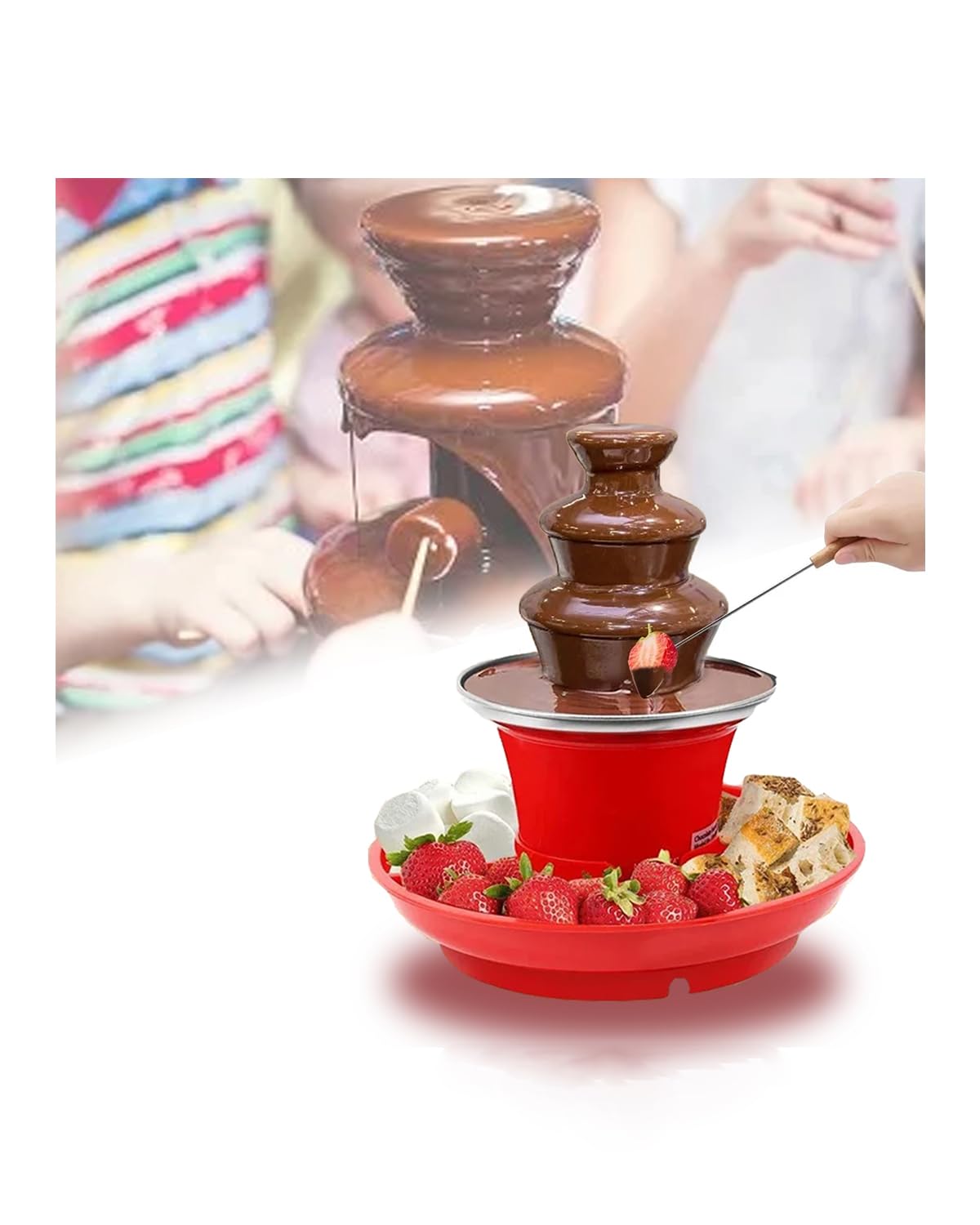 Mini 3-Tier Stainless Steel Electric Chocolate Fondue Fountain Machine - Perfect for Birthday Parties, Weddings & Dessert Buffets | Ideal for Dipping Fruits, Marshmallows & Cake Pops