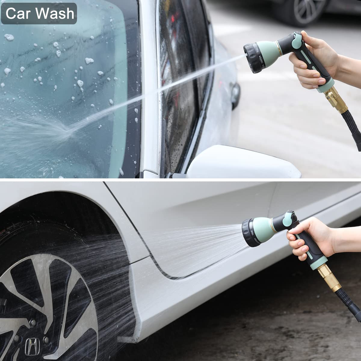 Heavy Duty Metal Garden Hose Nozzle - 8 Spray Patterns High Pressure Water Sprayer with Thumb Control & On/Off Valve - Perfect for Garden Watering, Car Washing, Pet Cleaning & Outdoor Cleaning Tasks