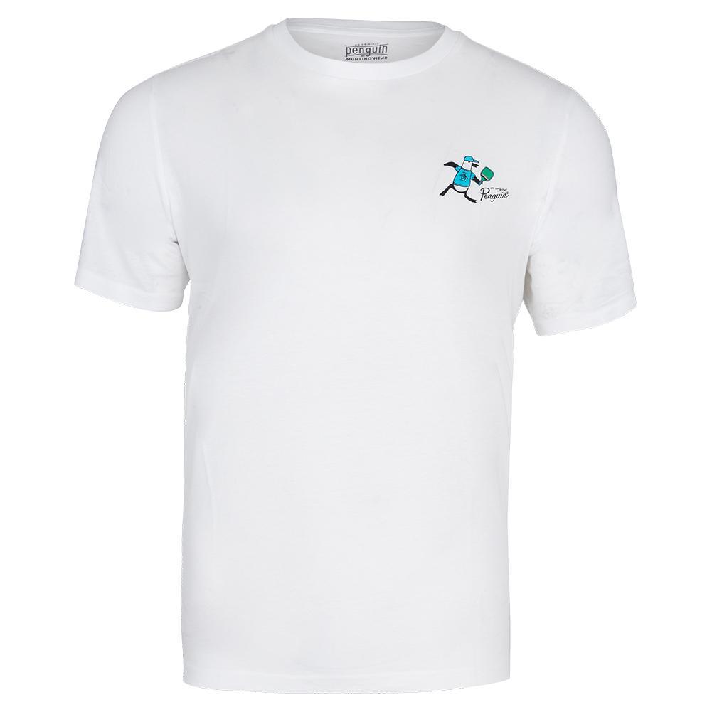 Men's Short Sleeve PB Back Graphic Tennis Shirt - Breathable Athletic Tee for Tennis & Casual Wear - Bright White