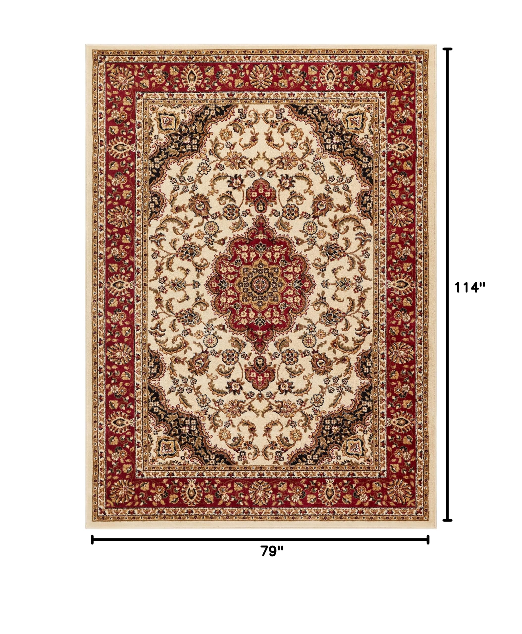 Well Woven Barclay Collection Medallion Kashan Ivory 6x9 Area Rug - Soft Persian Style Carpet for Living Room, Bedroom, Dining Room - Perfect for Home Decor, Office & High Traffic Areas
