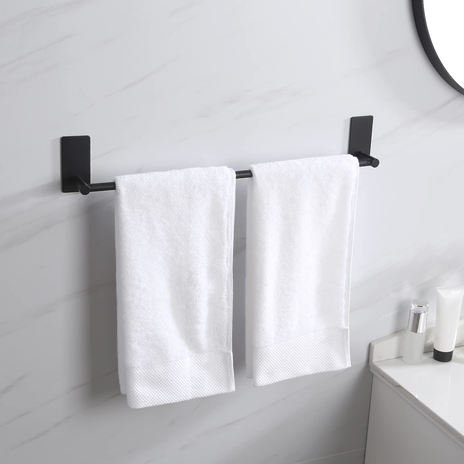 20-Inch Stainless Steel Towel Bar for Bathroom - No Drill Self-Adhesive Wall Mounted Hand Towel Holder, SUS 304 Matte Black (A7000S50B-BK) - Perfect for Small Bathrooms, Kitchens & RVs