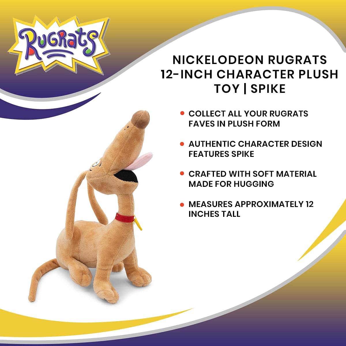 Nickelodeon Rugrats Spike 12-Inch Plush Toy - Soft Brown Stuffed Animal Dog, Cute Cartoon Character Collectible Gift for Kids & Fans | Perfect for Bedroom Decor, Nursery Accessories, Birthday Presents & TV Show Memorabilia