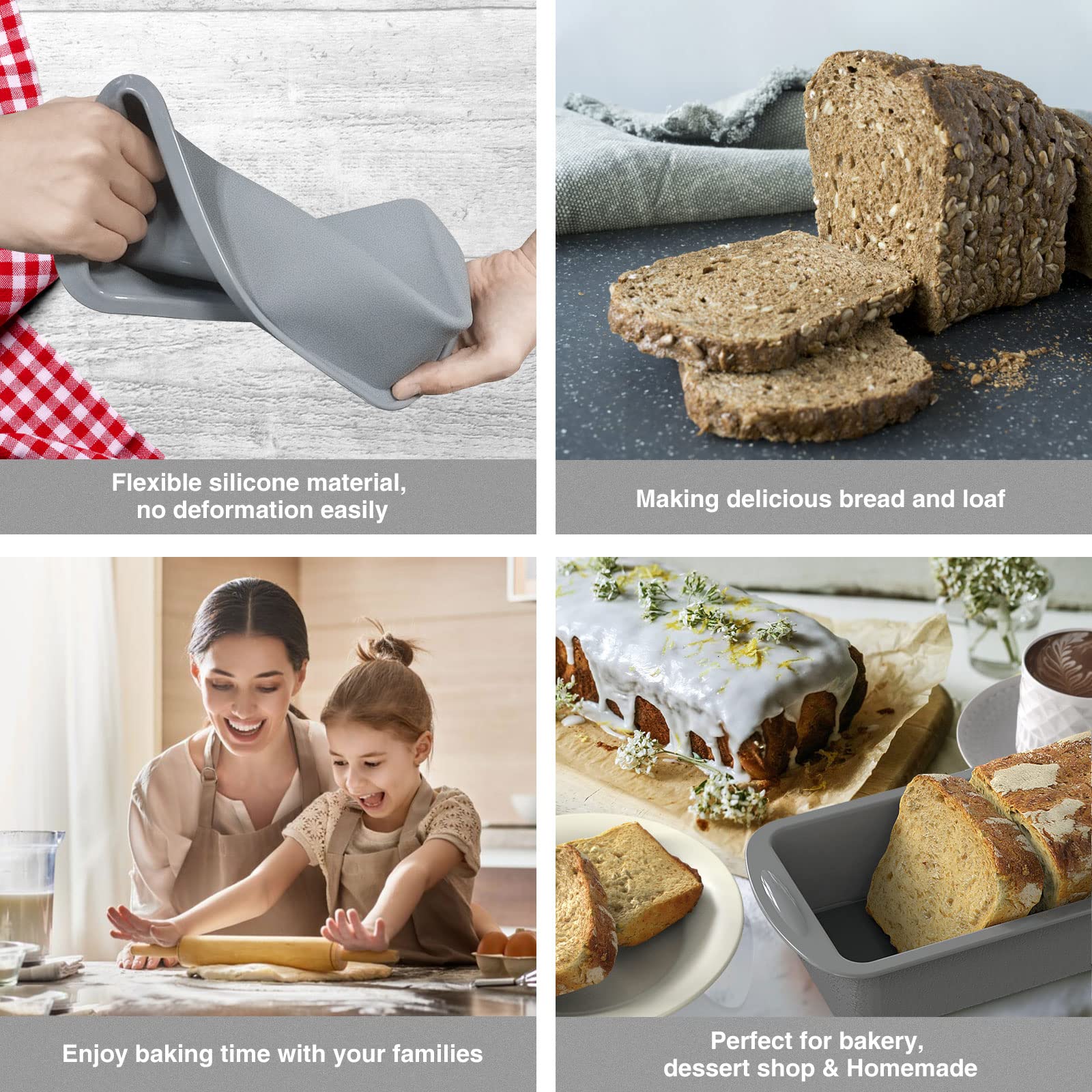 Non-Stick Silicone Loaf Pans Set of 2 - 9x5 Inch Bread Baking Molds for Banana Bread, Meatloaf & Homemade Loaves | Dishwasher Safe & BPA Free | Perfect for Oven, Toaster & Meal Prep