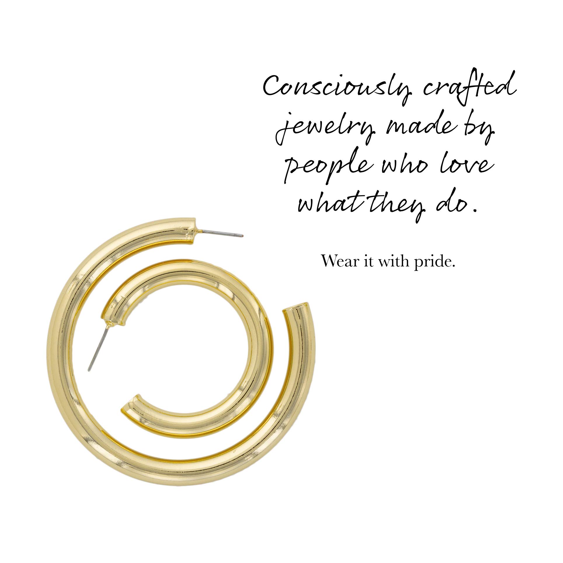 14K Gold or Rhodium Plated Chunky Lightweight Hypoallergenic Hoop Earrings for Women | Trendy Thick Hoops for Everyday Wear & Special Occasions