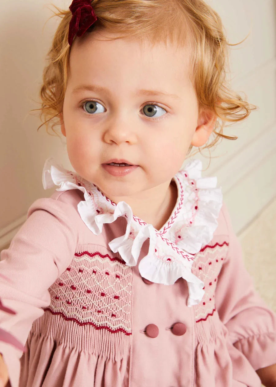 Adorable Pink Hand-Smocked Romper for Baby Girls | Perfect for Photos, Parties & Special Occasions