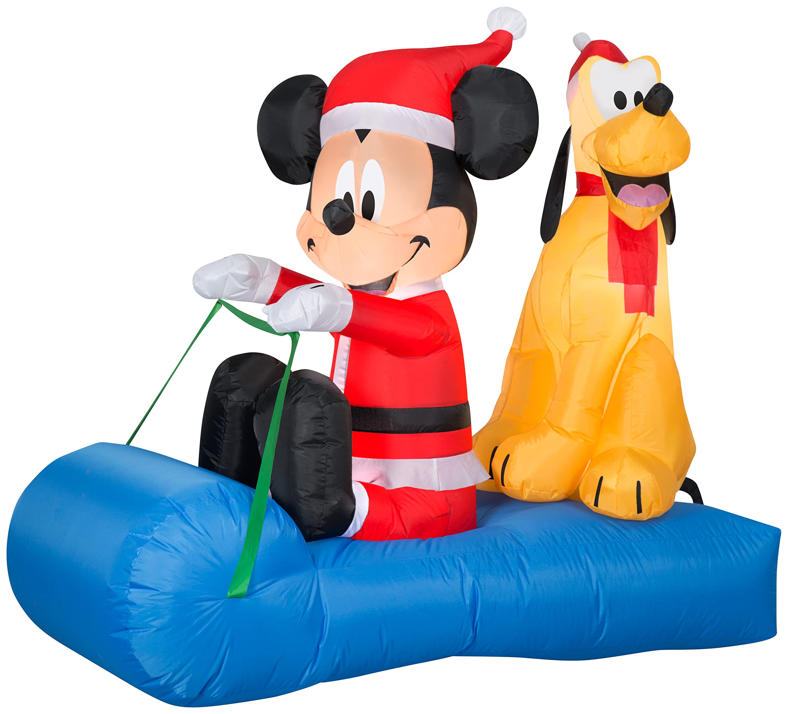 Gemmy Christmas Airblown Inflatable Mickey Mouse & Pluto Sledding Scene - 4.5ft Tall Outdoor Holiday Decoration for Yard, Lawn, and Christmas Party Decor
