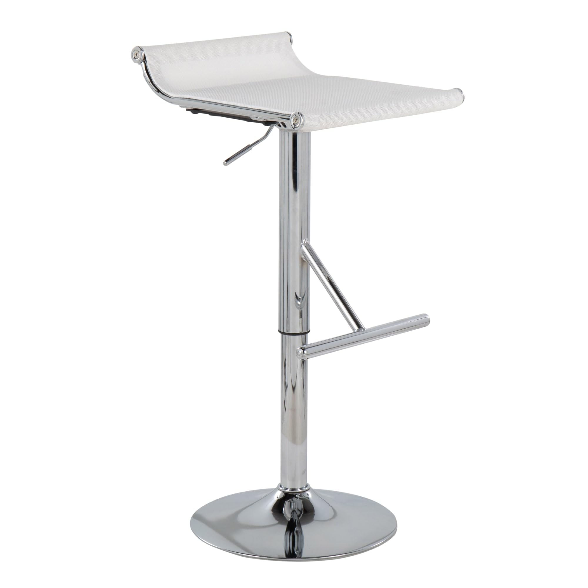 LumiSource Mirage Ale Adjustable Swivel Bar Stool - Chrome Metal Bar Stool with Adjustable Height for Kitchen, Bar, or Dining Room - Perfect for Home, Office, and Commercial Use