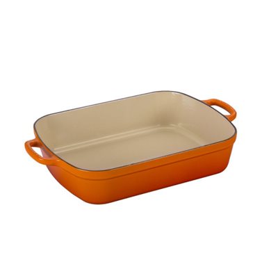 Le Creuset 4.9 Quart Rectangular Roaster with Lid - Flame Orange Enameled Cast Iron Dutch Oven for Roasting, Baking & Serving | Perfect for Thanksgiving Turkey, Holiday Meals & Family Dinners
