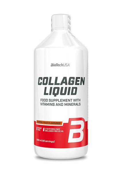 BioTechUSA Liquid Collagen Supplement - Tropical Fruit Flavor, 1000ml | Supports Skin, Hair & Joint Health | Perfect for Daily Beauty Routine & Active Lifestyle