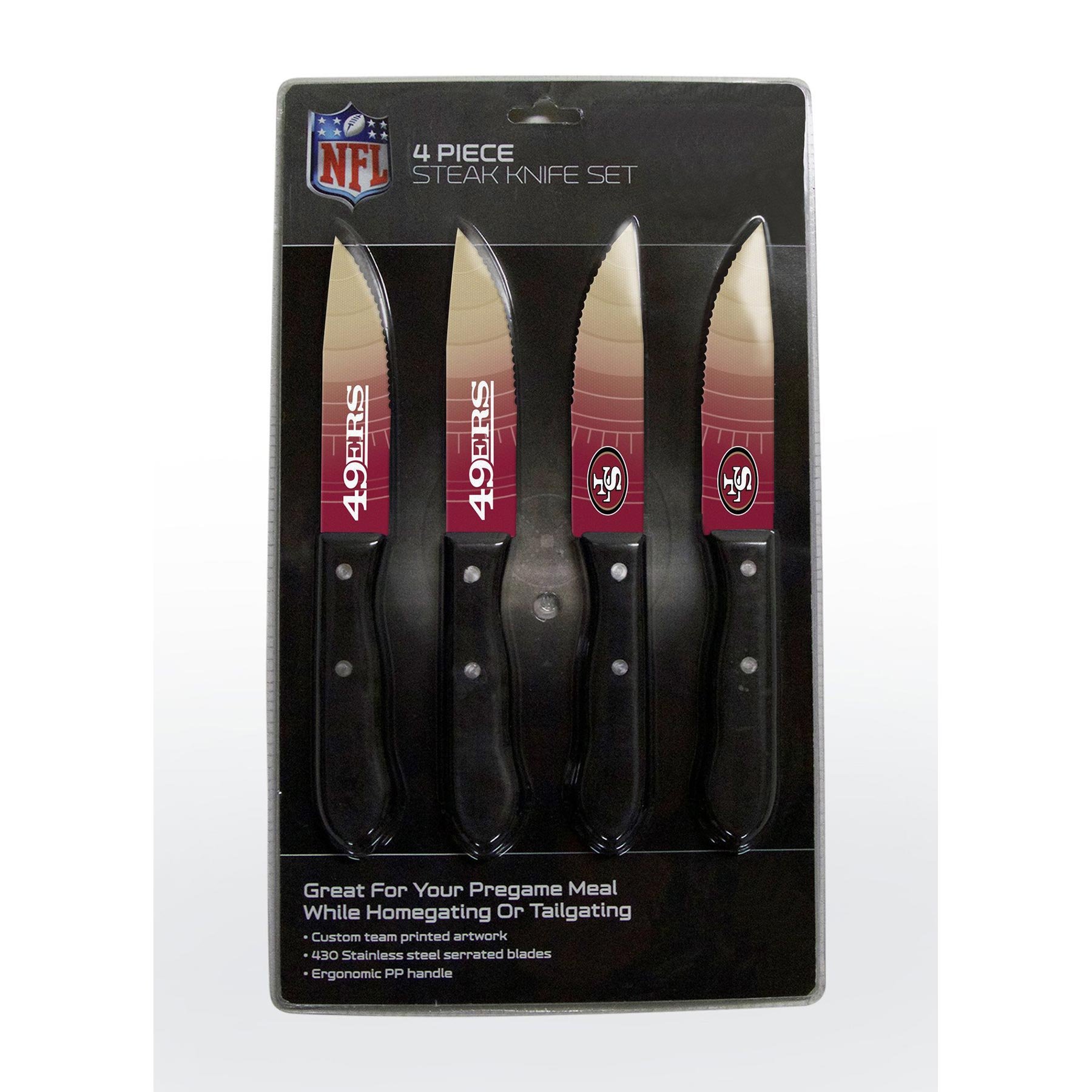 Premium NFL-Themed Steak Knife Set - Unisex Stainless Steel Steak Knives for Meat Cutting - Perfect for Game Day BBQs, Tailgating & Sports Fan Gifts