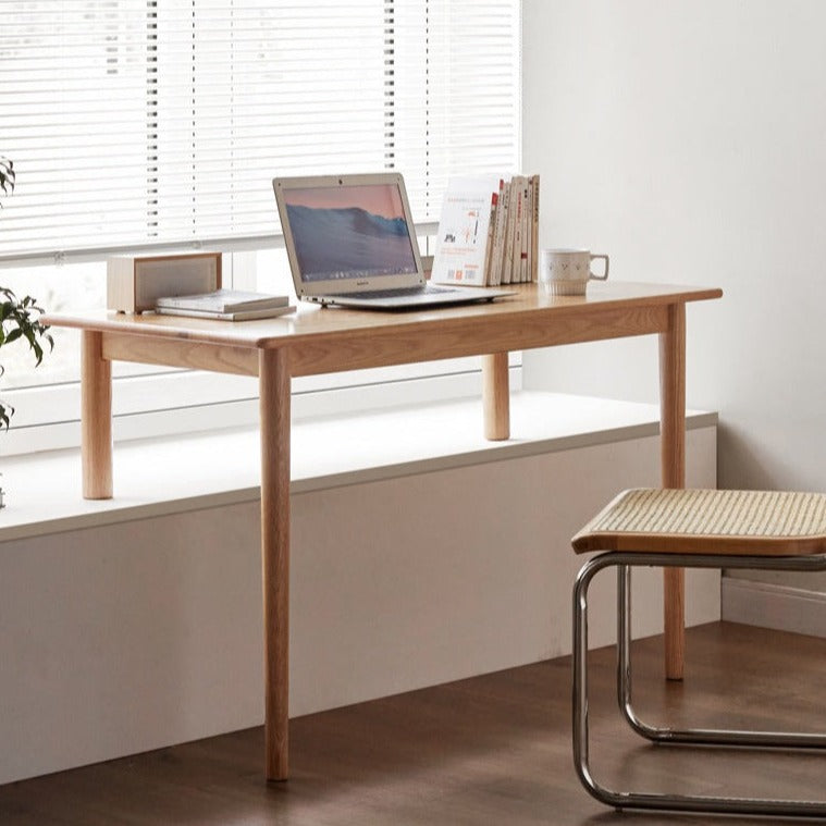 Premium Oak Solid Wood Office Desk - Bay Window Writing Desk for Home & Workspace - Perfect for Study, Work, and Home Office Use