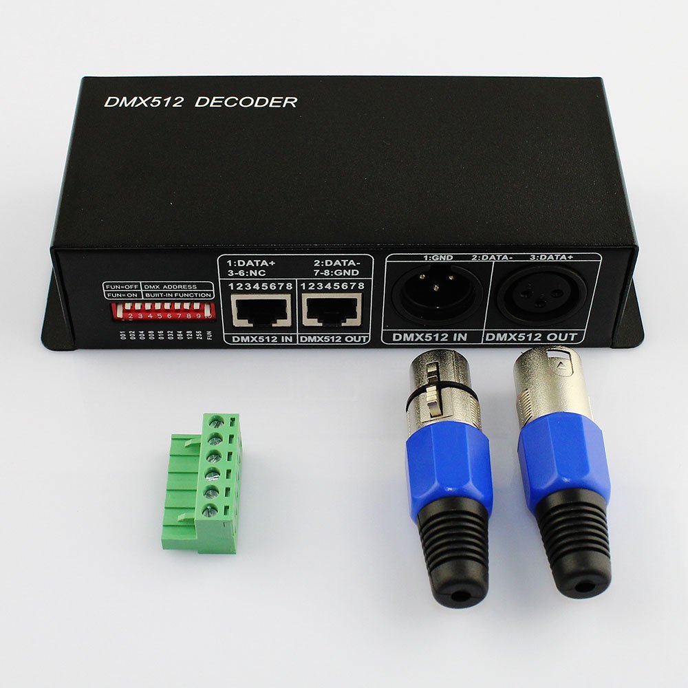 DMX 512 Controller for RGB LED Strip Lights - 5050/3528 LED Decoder DMX512 | Perfect for Stage Lighting, Home Theater & Architectural Lighting