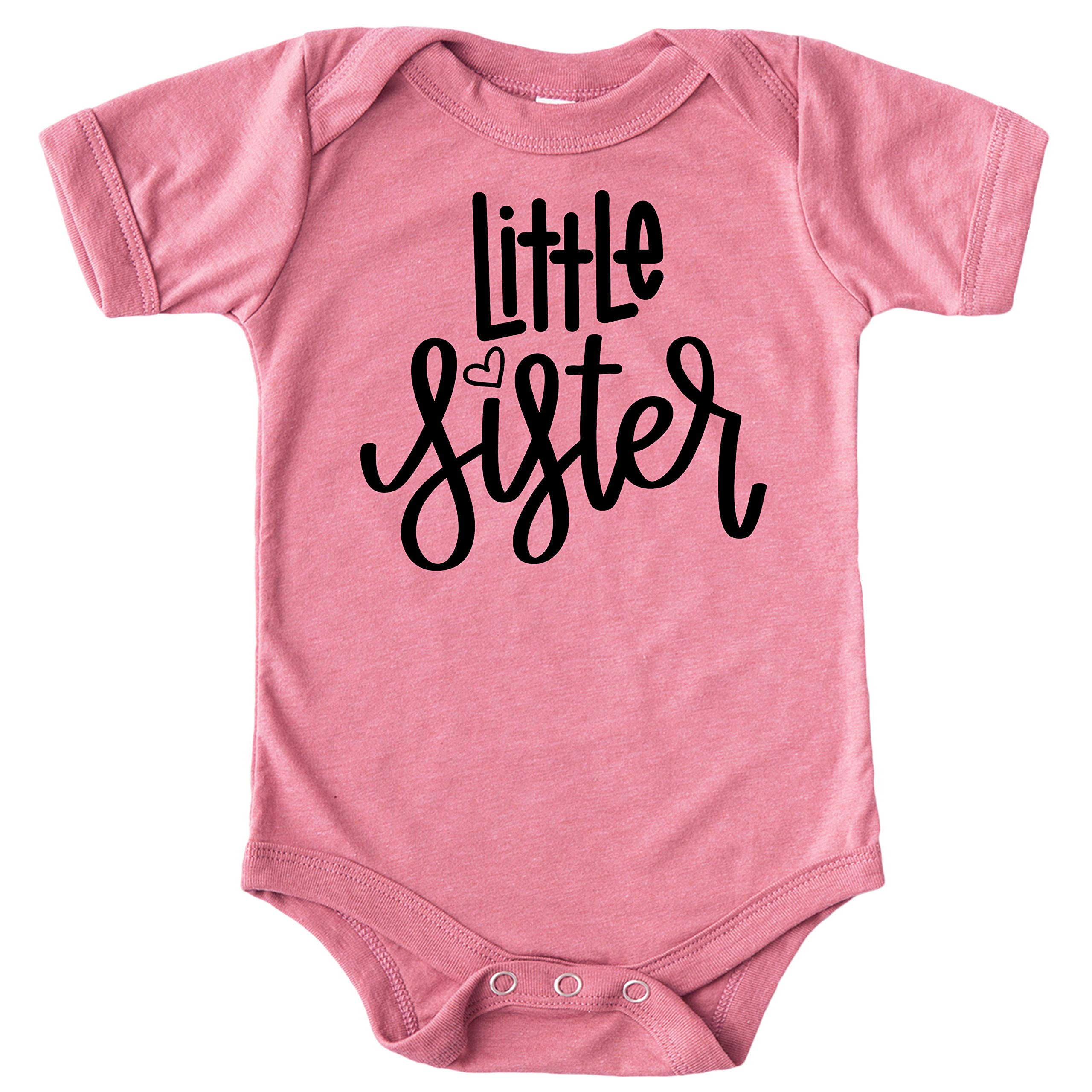 Olive Loves Apple Gender Reveal Baby Bodysuit - 'Little Sister with Heart' Outfit for Newborn Girls | Perfect for Baby Showers, Photoshoots & First Announcements
