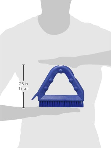 SPARTA Blue Plastic Grout Brush - Triangle Shaped Tile Scrub Brush with Scraper for Deep Cleaning Grout Lines - 9 x 7 x 7 Inches - Perfect for Bathroom, Kitchen & Shower Tile Cleaning