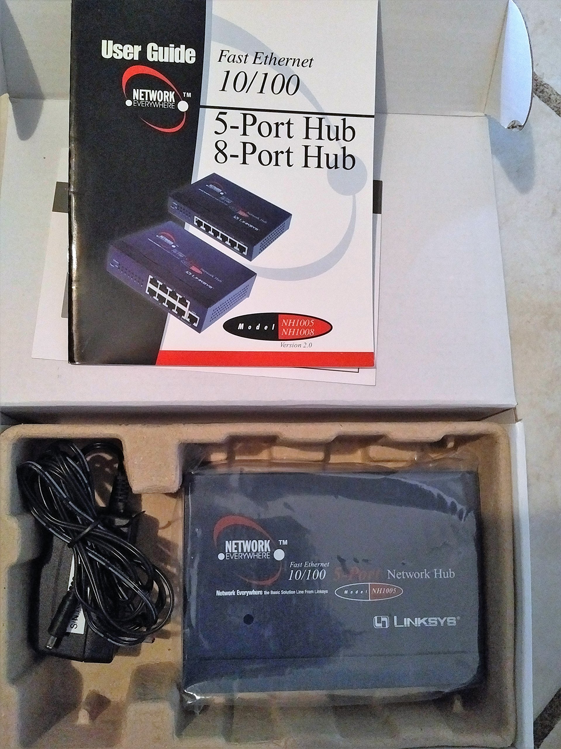 5-Port Fast Ethernet Hub 10/100 Mbps - Reliable Wired Network Switch for Home Office, Gaming & Small Business Networking