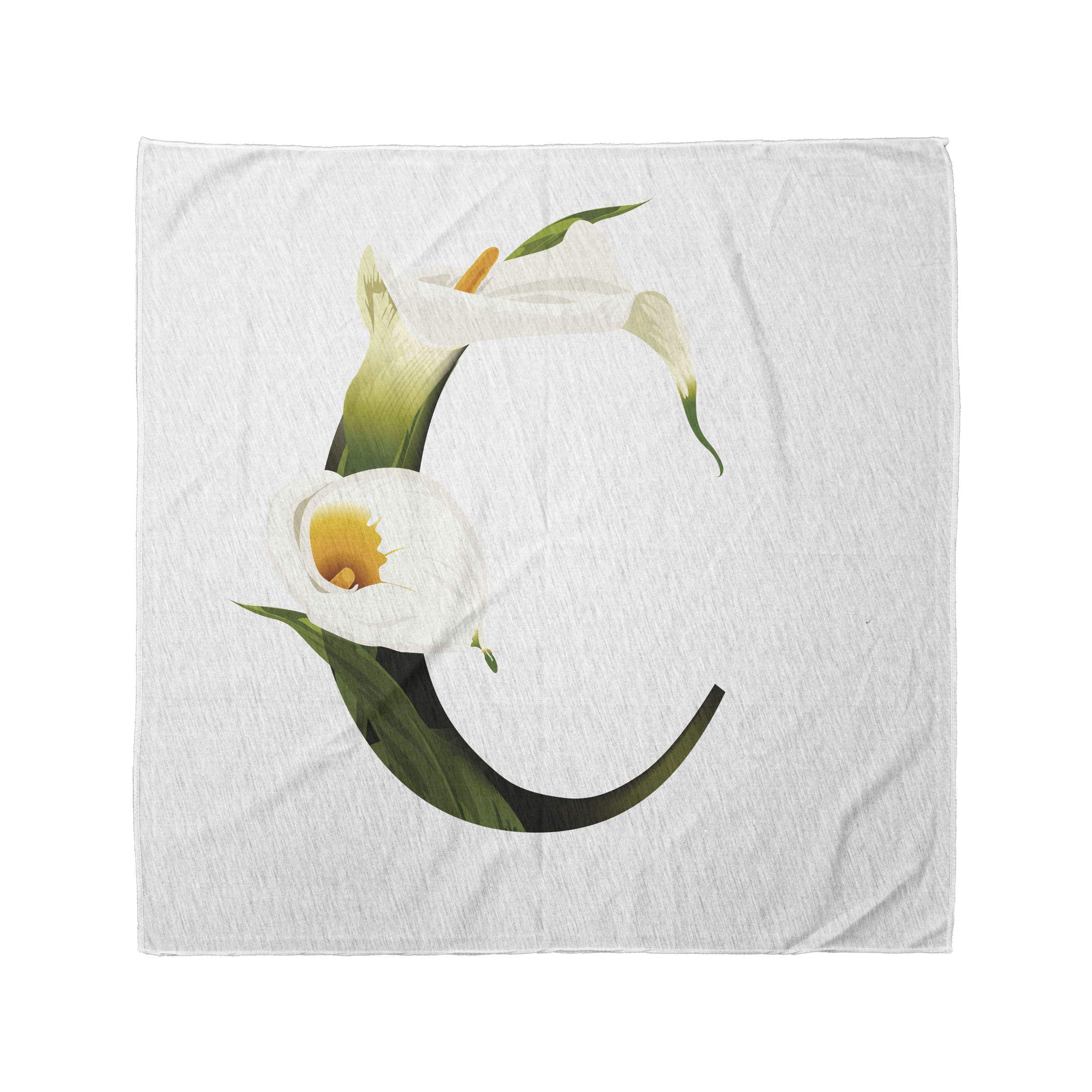 Ambesonne Letter C Bandana - Calla Lilly Flower Print Unisex Head & Neck Scarf for Men & Women - Perfect for Outdoor Activities, Sports, and Fashion Accessories