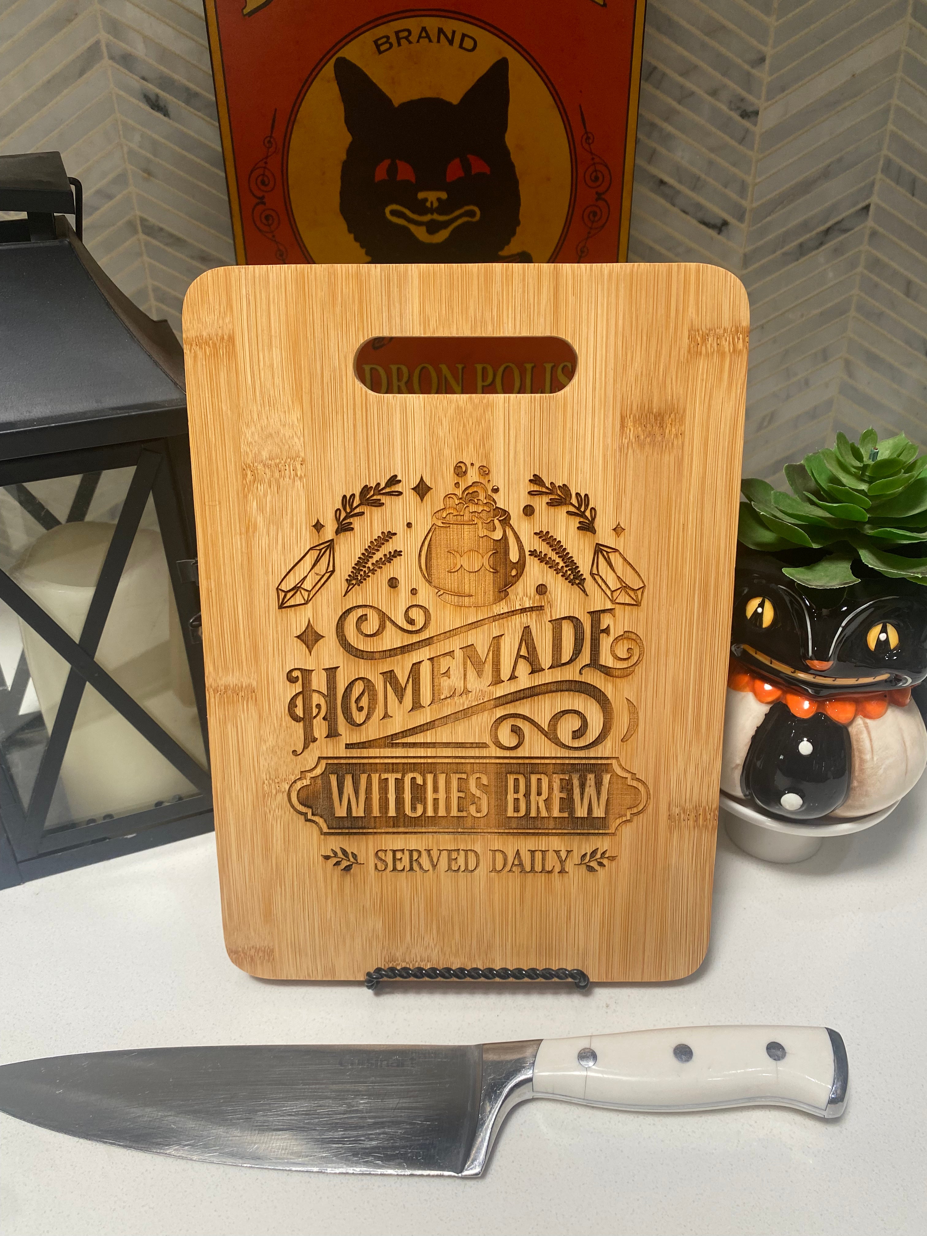 Handmade Witch's Brew Themed Wooden Cutting Board - Perfect for Halloween Kitchen Decor, Witchcraft Parties & Unique Gift Idea