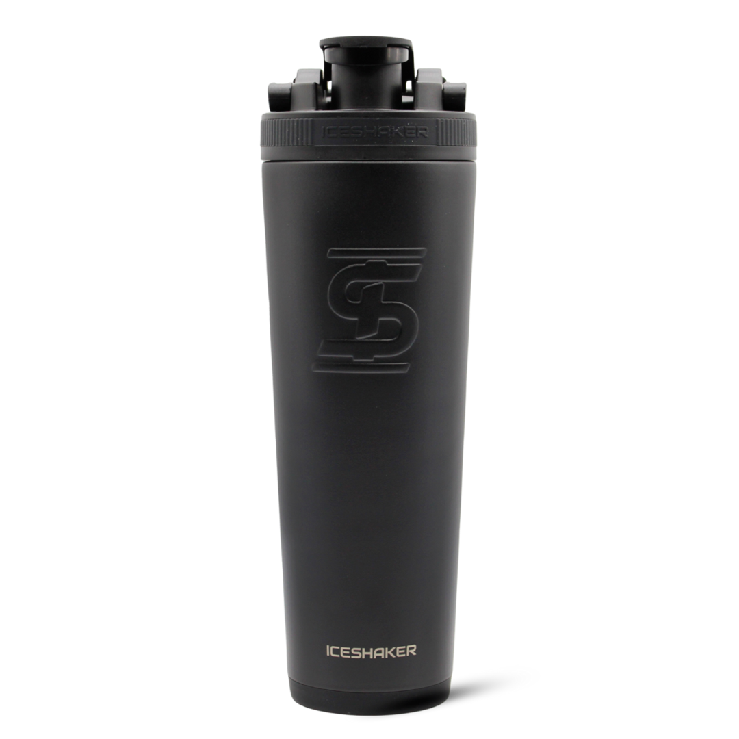 32oz Custom Insulated Stainless Steel Ice Shaker Bottle - Black | Leakproof Gym Water Bottle for Protein Shakes, Workouts & Outdoor Activities