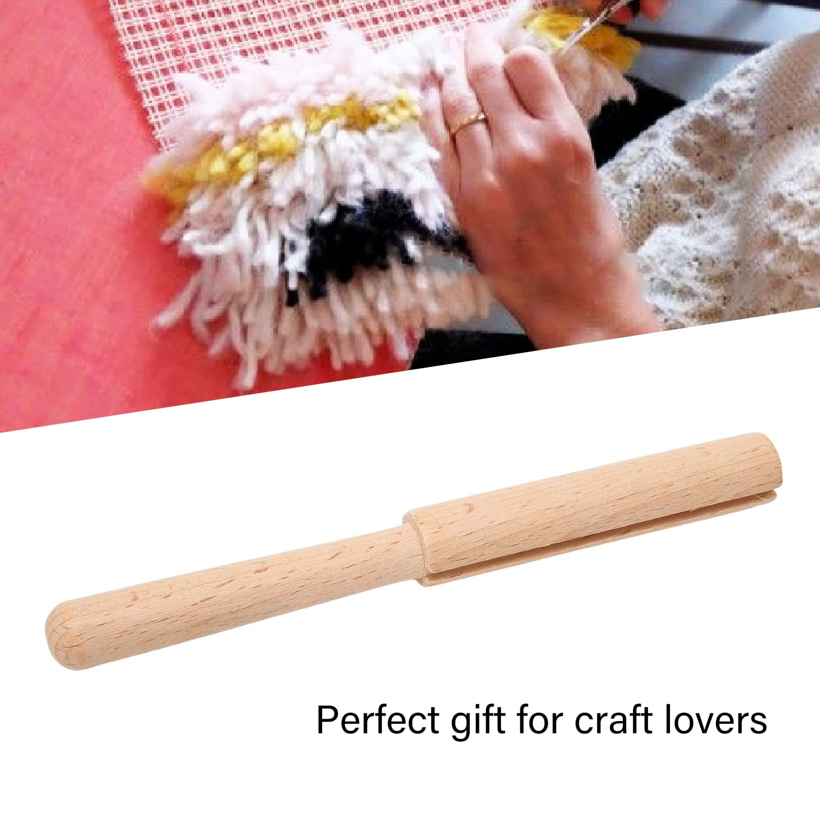 Premium Handcrafted Wooden Crochet Hook & Yarn Cutter Tool - Essential for Rug Tapestry Making, DIY Knitting Projects, and Crafting Accessories - Perfect for Home Decor, Gift Making, and Fiber Art Enthusiasts