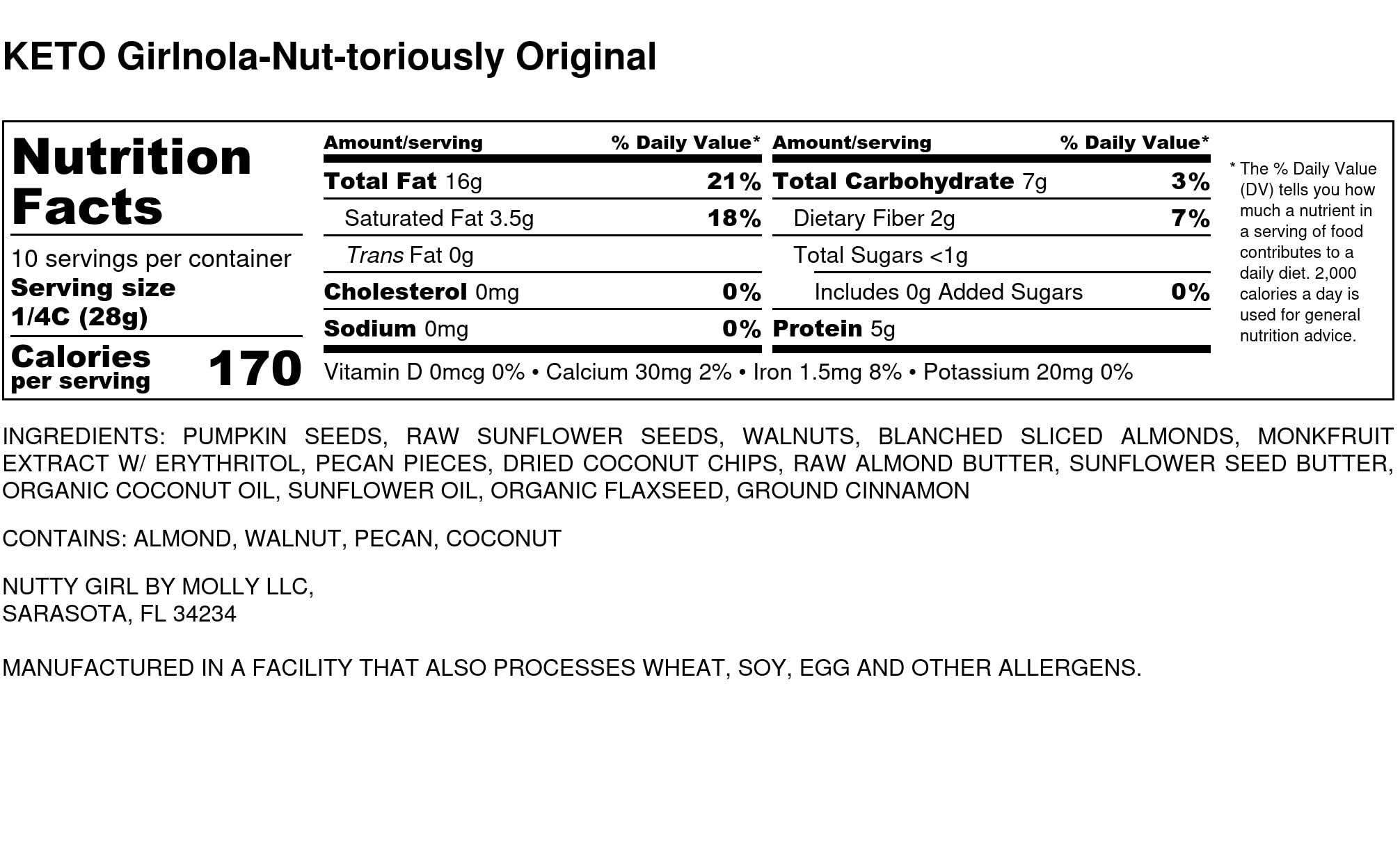 Low Sugar Low Carb Keto Granola Cereal | Nut-oriously Original, 10 Lbs | Nutty Girl Keto Girlnola® | Healthy Breakfast & Snack for Weight Loss & Diabetic Diet