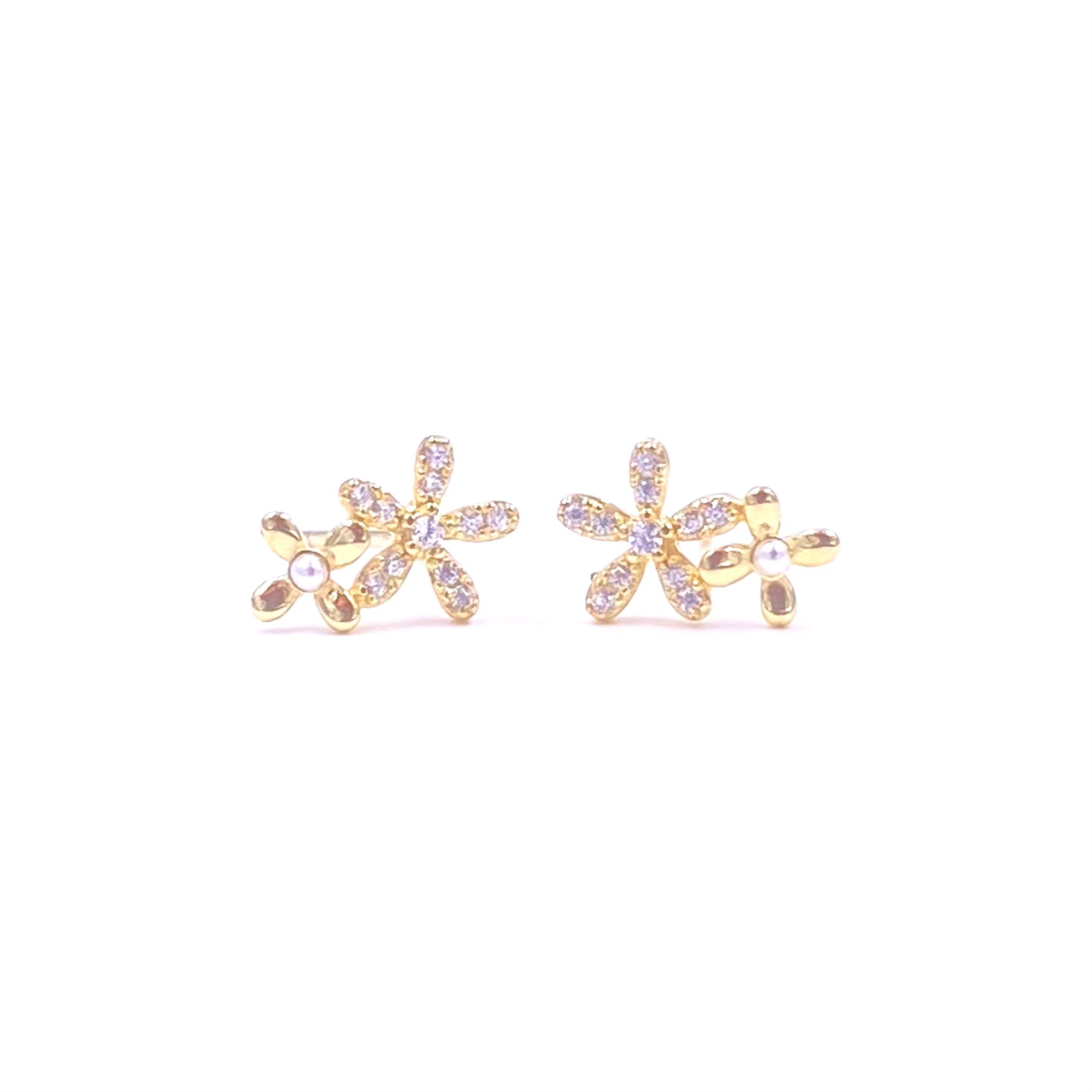 Sterling Silver Gold Plated Double Flower Stud Earrings for Women - Elegant & Hypoallergenic Jewelry Gift for Her - Perfect for Parties, Weddings & Everyday Wear