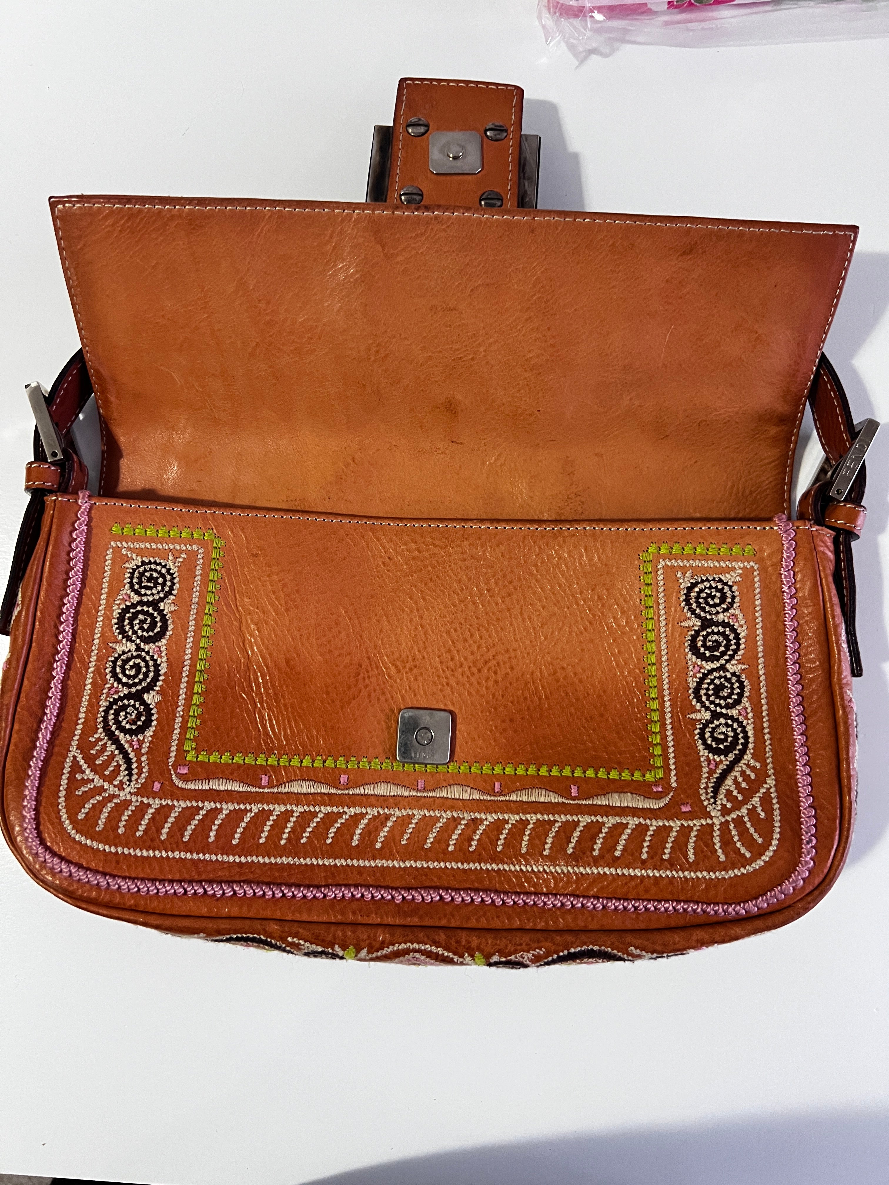 Fendi Embroidered Leather Baguette Bag - Luxury Designer Handbag for Women, Perfect for Parties, Date Nights & Special Occasions