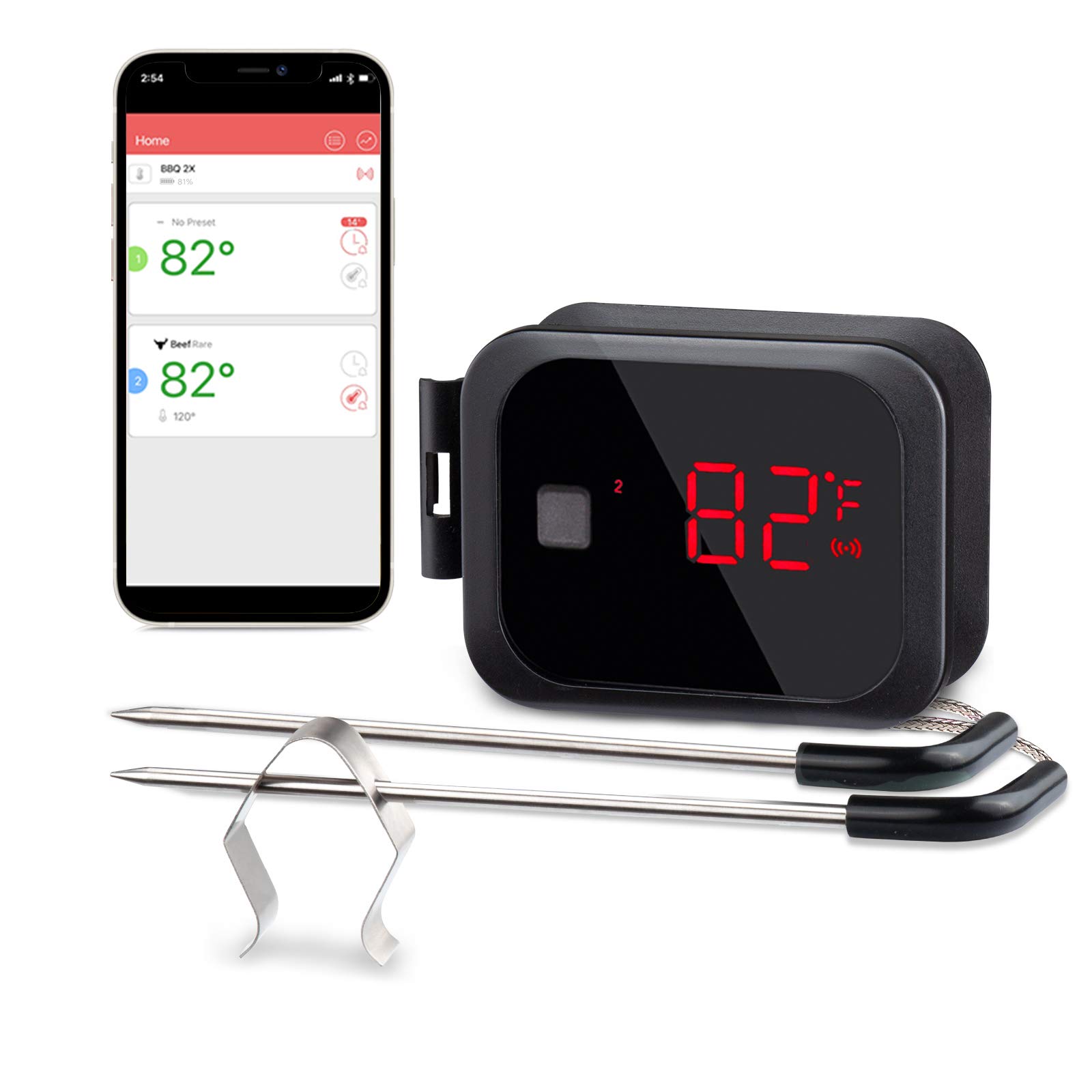 Inkbird IBT-2X Wireless Bluetooth Meat Thermometer for BBQ Grill & Oven - Dual Probe Digital Cooking Thermometer with 150ft Range, Timer & Alarm | Perfect for Smoking, Grilling, Baking & Roasting