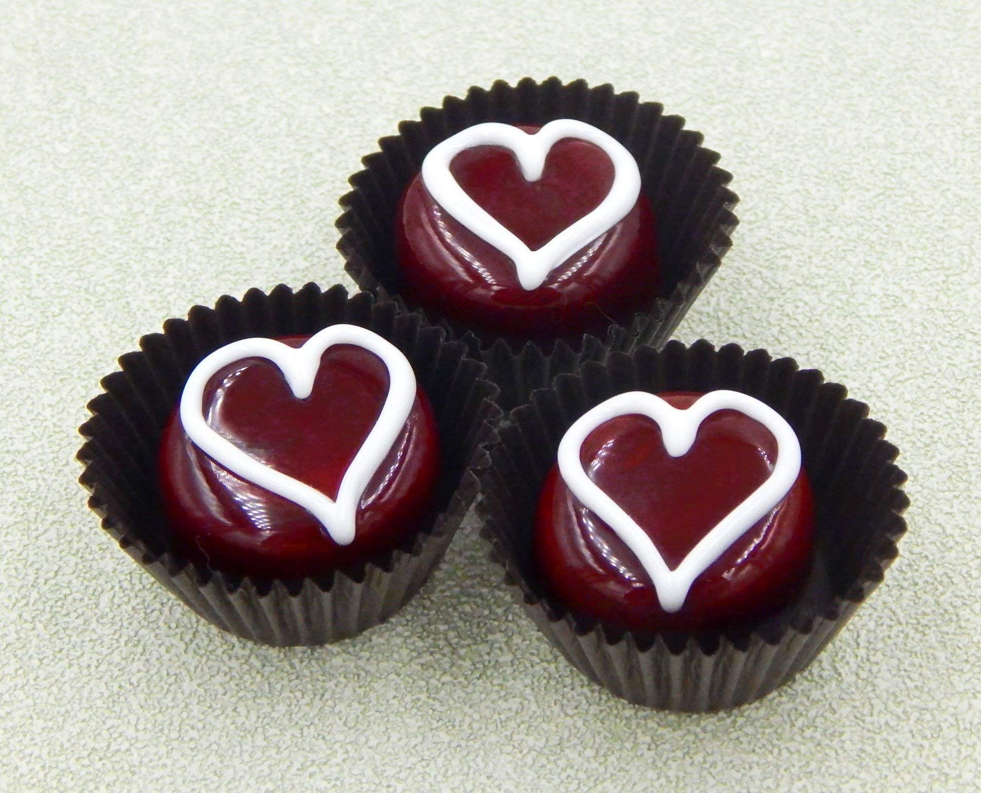 Collectible Glass Chocolate with Sweet Line Heart - Elegant Home Décor Gift (Cherry with White Chocolate Heart) | Perfect for Valentine's Day, Anniversary, Wedding, and Housewarming Presents