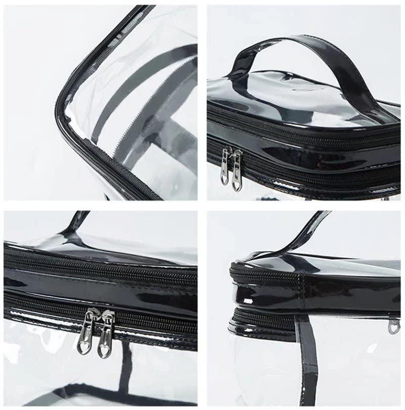 Clear PVC Makeup Bag - Waterproof Double Layer Cosmetic Organizer for Travel & Toiletry